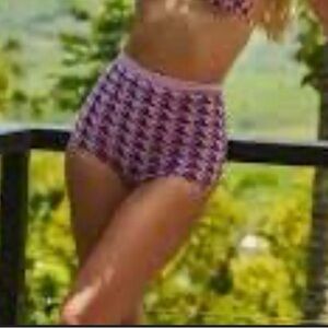 Pink and Purple Houndstooth Patterned 50’s-60’s Retro Swim Bottom